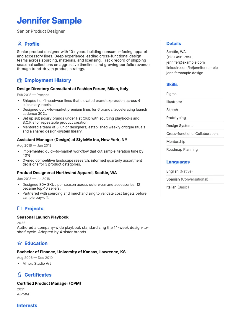 Resume in the ResumeJudge editor